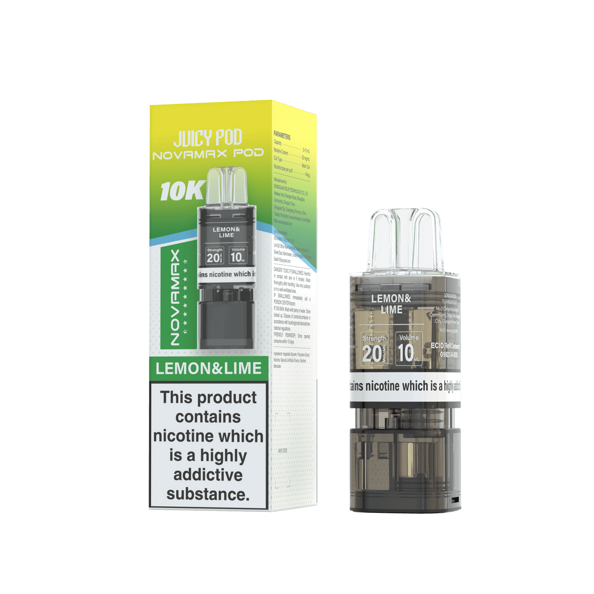 bulk wholesale Juicy Pod Novamax 10k Replacement Pods (Pack of 10) - Lemon & Lime