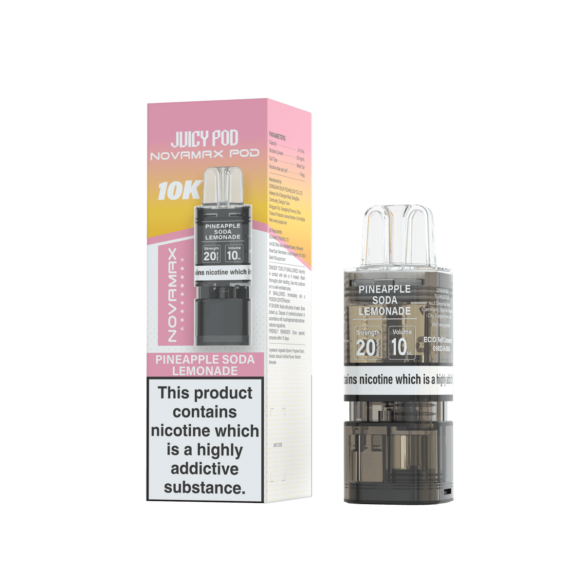 bulk wholesale Juicy Pod Novamax 10k Replacement Pods (Pack of 10) - Pineapple Soda Lemonade