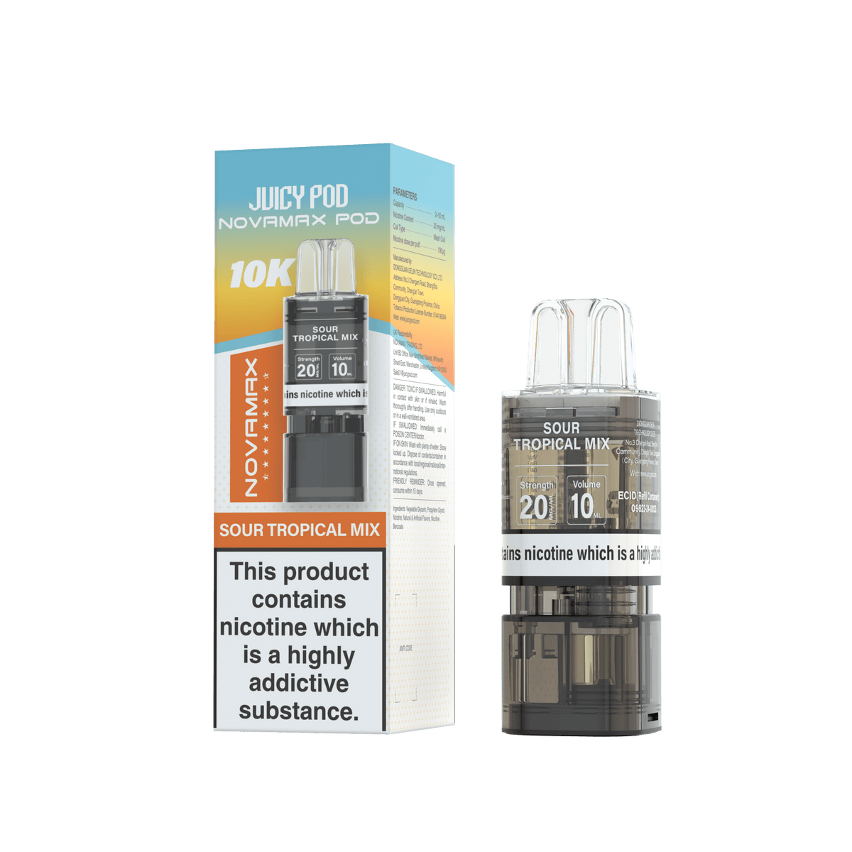 bulk wholesale Juicy Pod Novamax 10k Replacement Pods (Pack of 10) - Sour Tropical Mix