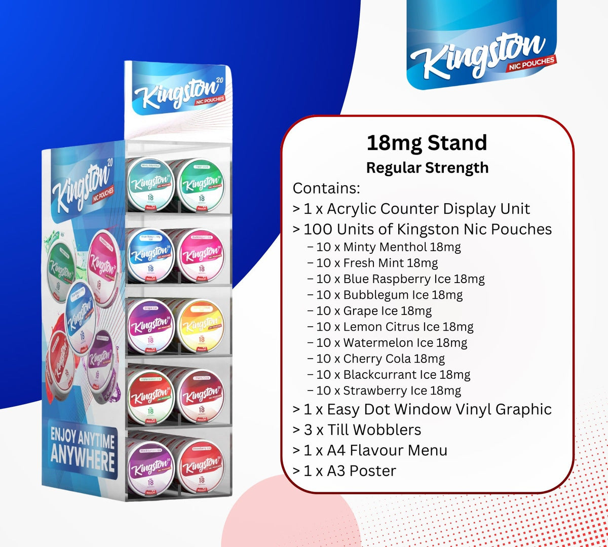 bulk wholesale Kingston Pouches With Display Stand -