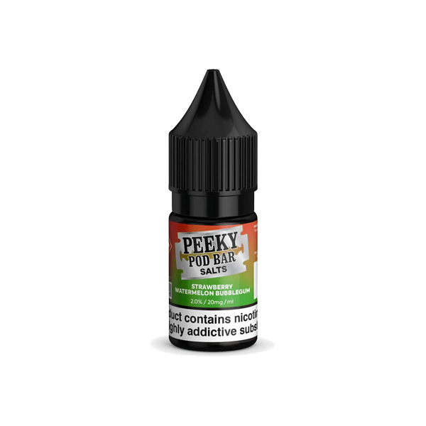 bulk wholesale Peeky Blenders Pod Bar Nic Salts 10ml E - Liquid Box of 10 - Strawberry Watermelon Bubble Gum