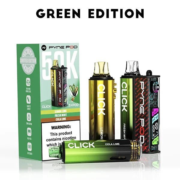 bulk wholesale Pyne Pod Click 50k Prefilled Pod Vape Kit Box of 5 - Green Edition