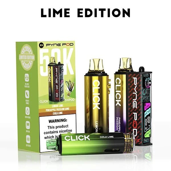 bulk wholesale Pyne Pod Click 50k Prefilled Pod Vape Kit Box of 5 - Lime Edition