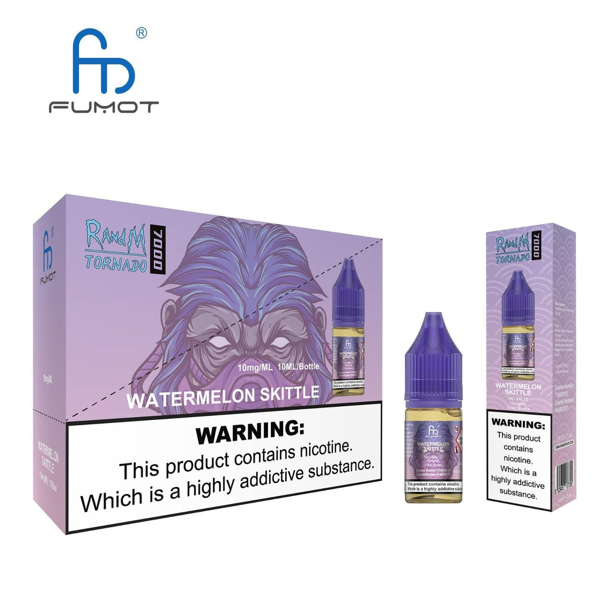 bulk wholesale R and M 7000 Nic Salts 10ml E - liquids - Box of 10 - Watermelon Skittle