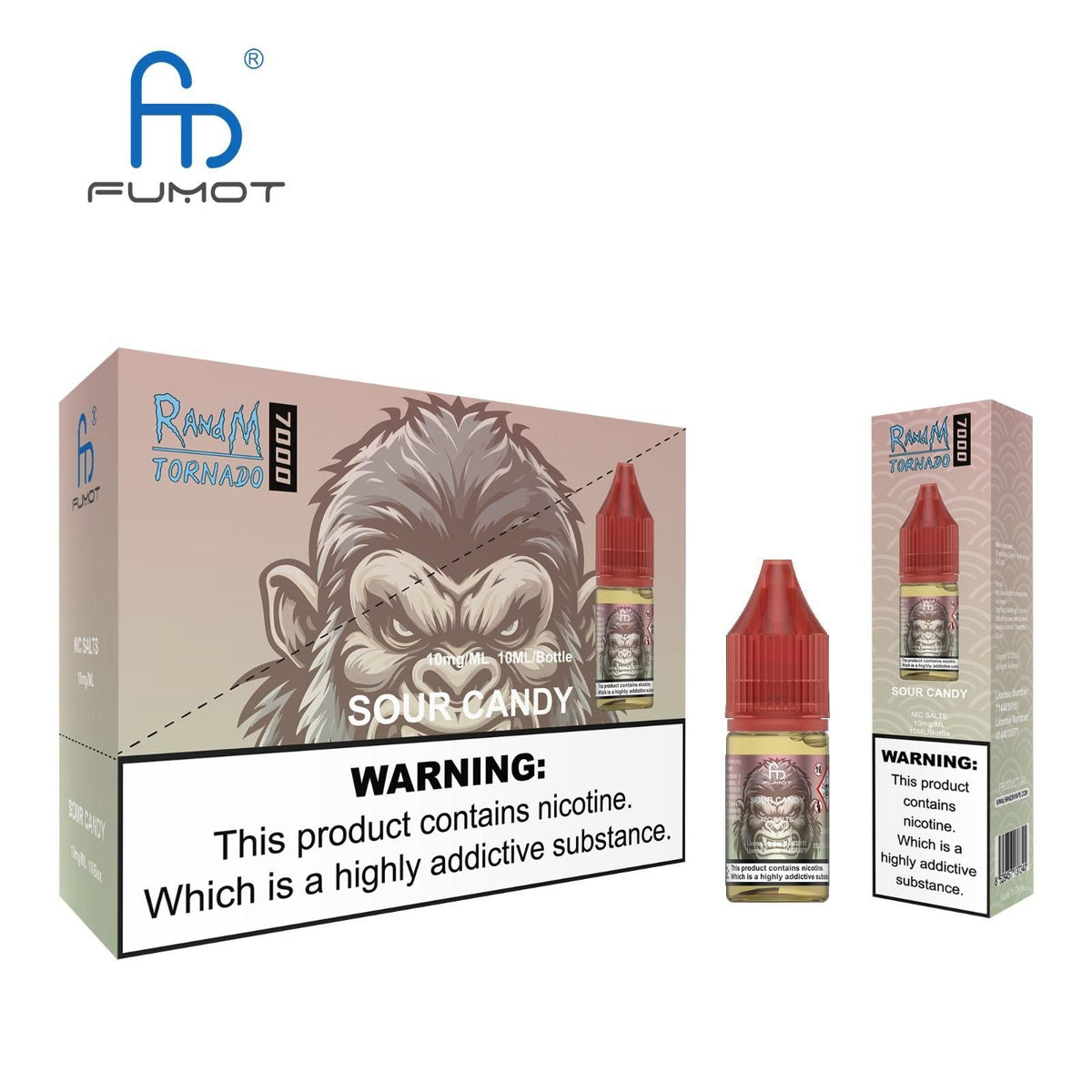 bulk wholesale R and M 7000 Nic Salts 10ml E - liquids - Box of 10 - Sour Candy