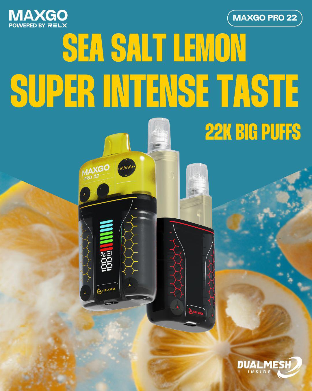 bulk wholesale RELX Maxgo Pro 22k Disposable Vape Box of 5 - Sea Salt Melon