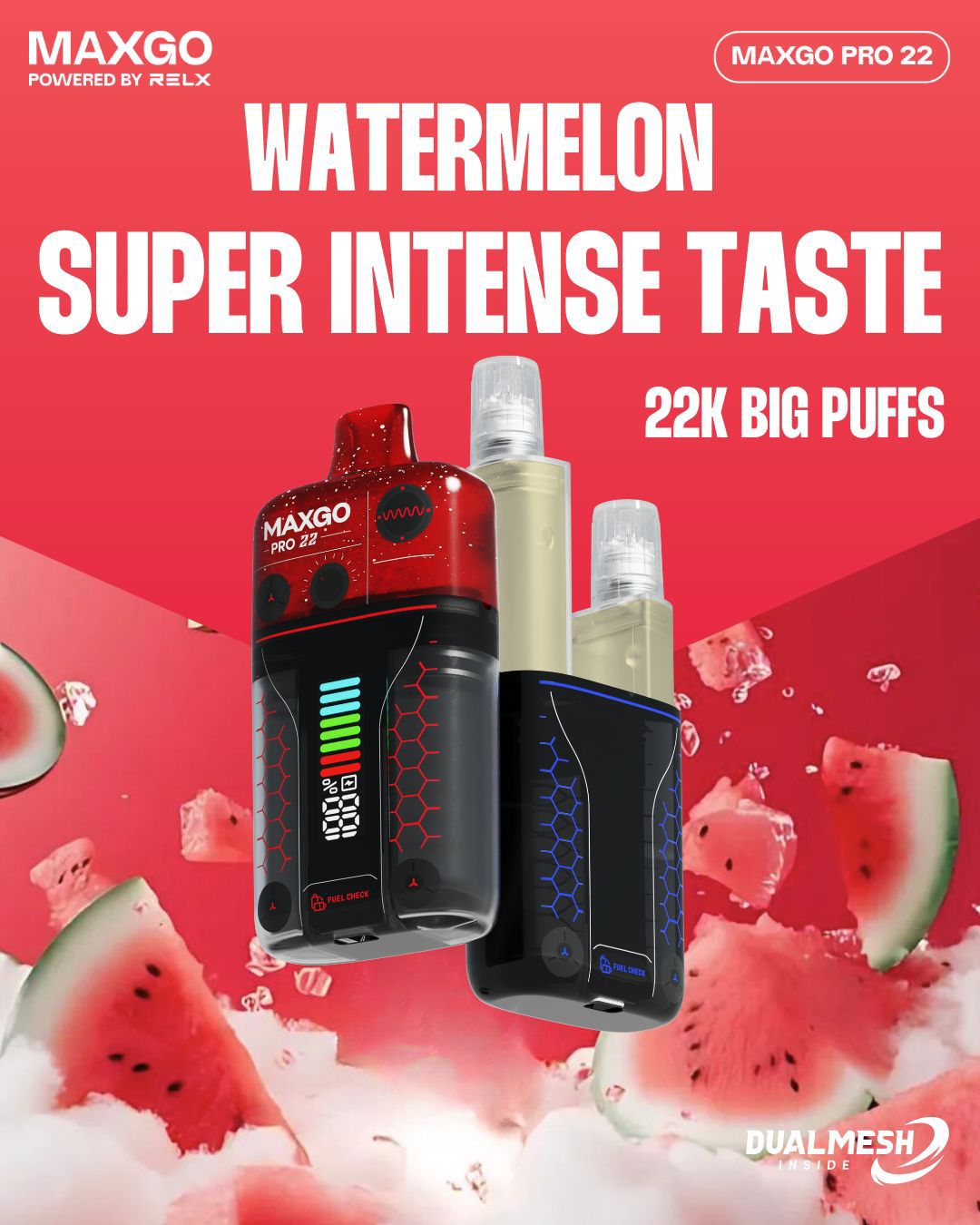 bulk wholesale RELX Maxgo Pro 22k Disposable Vape Box of 5 - Watermelon