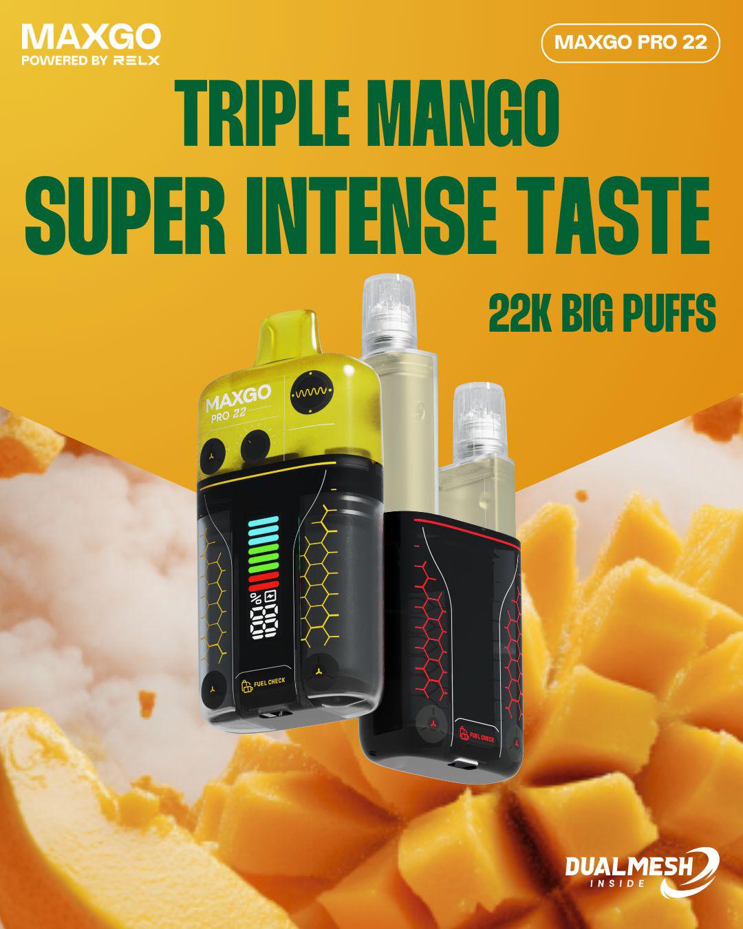 bulk wholesale RELX Maxgo Pro 22k Disposable Vape Box of 5 - Triple Mango