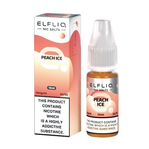 bulk wholesale ELF BAR - ELFLIQ - PEACH ICE - 10ML NIC SALT (Box of 10) - 5mg