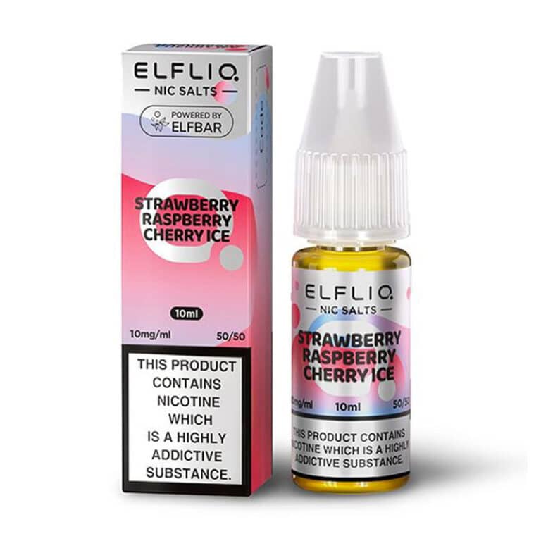 bulk wholesale ELF BAR - ELFLIQ - STRAWBERRY RASPBERRY CHERRY ICE - 10ML NIC SALT ( Box of 10 ) - 10mg