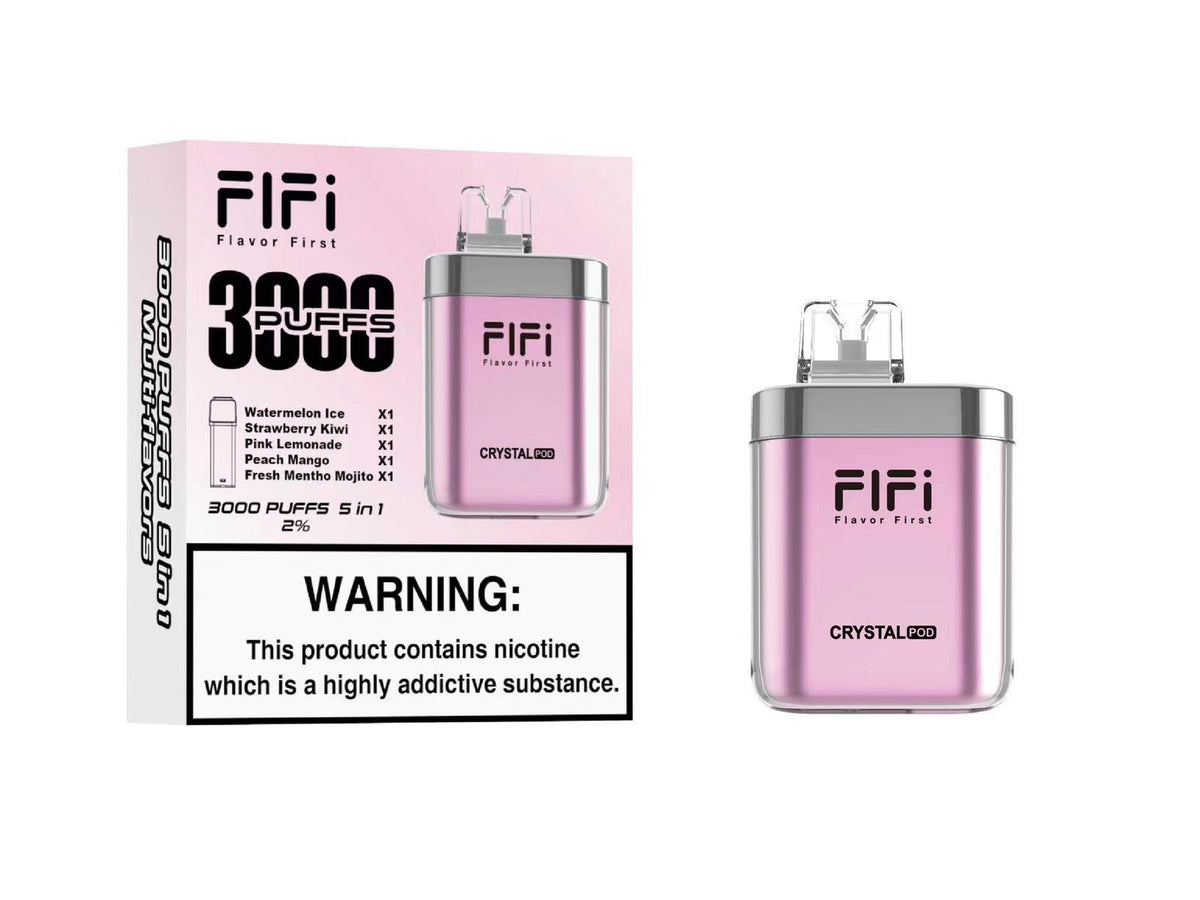 bulk wholesale FiFi Crystal Pod 3000 Puffs Disposable Vape Pod 5 in 1 - Box of 5 - Pink Edition