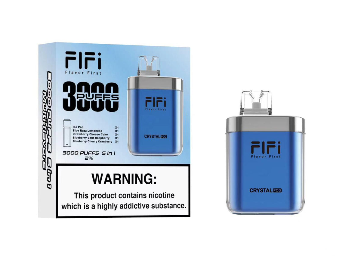 bulk wholesale FiFi Crystal Pod 3000 Puffs Disposable Vape Pod 5 in 1 - Box of 5 - Blue Edition