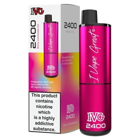 bulk wholesale IVG 2400 Disposable Vape Pod Puff Bar Device Box of 5 - Berry Lemonade Ice (Box of 5)