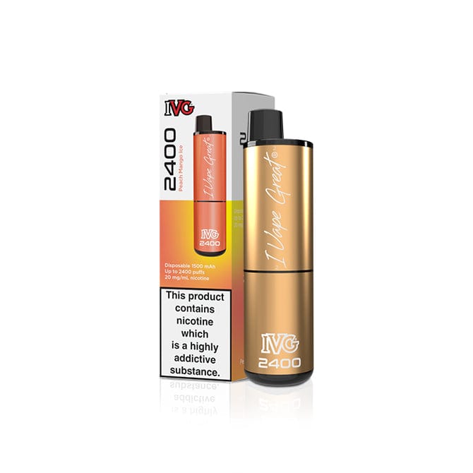bulk wholesale IVG 2400 Disposable Vape Pod Puff Bar Device Box of 5 - Peach Mango Ice (Box of 5)