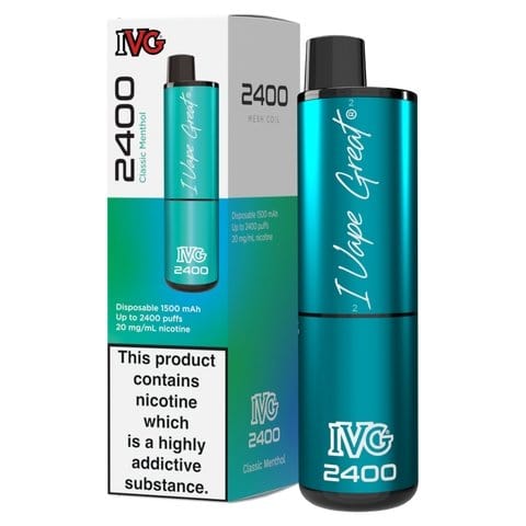 bulk wholesale IVG 2400 Disposable Vape Pod Puff Bar Device Box of 5 - Classic Menthol (Box of 5)