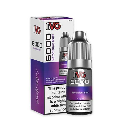 bulk wholesale IVG 6000 Nic Salt 10ml Bottle Box of 10 - Berrylicious Blast