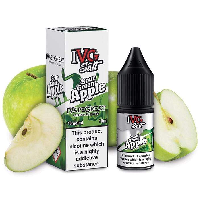bulk wholesale IVG - Sour Green Apple - 10ml Nic Salt - Box of 10 - 5mg