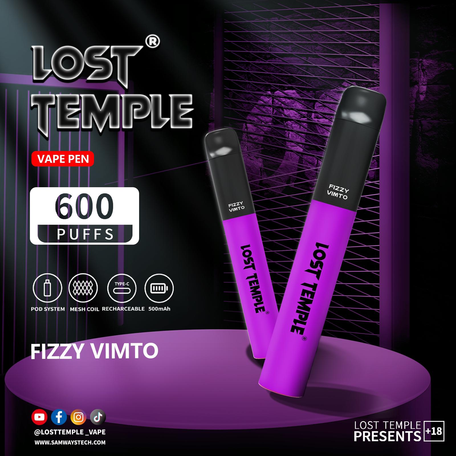 Lost Temple 600 Puffs Disposable Vape Device Kit Box of 10 - Bulk Wholesale Price Lost Temple 600 Puffs Disposable Vape Device Kit Box of 10 - Bulk Wholesale Price
