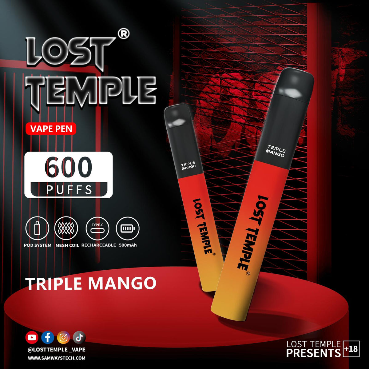 bulk wholesale Lost Temple 600 Puffs Disposable Vape Device Kit Box of 10 - Mr Blue