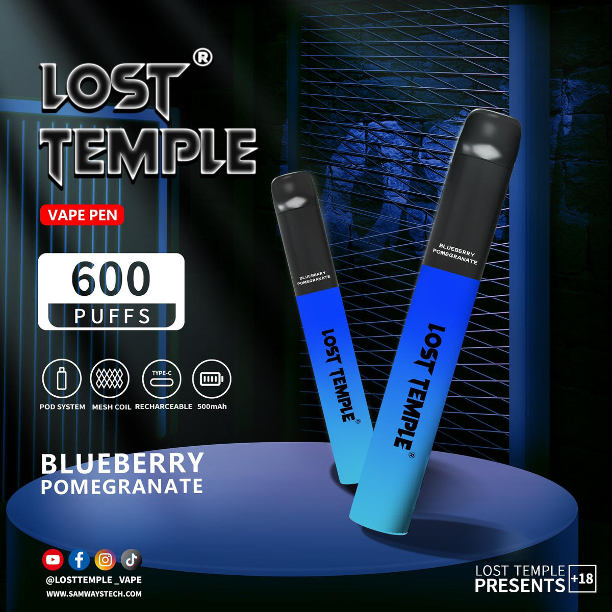 bulk wholesale Lost Temple 600 Puffs Disposable Vape Device Kit Box of 10 - Cola Ice