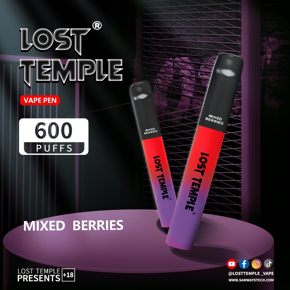 bulk wholesale Lost Temple 600 Puffs Disposable Vape Device Kit Box of 10 - Gummy Bear