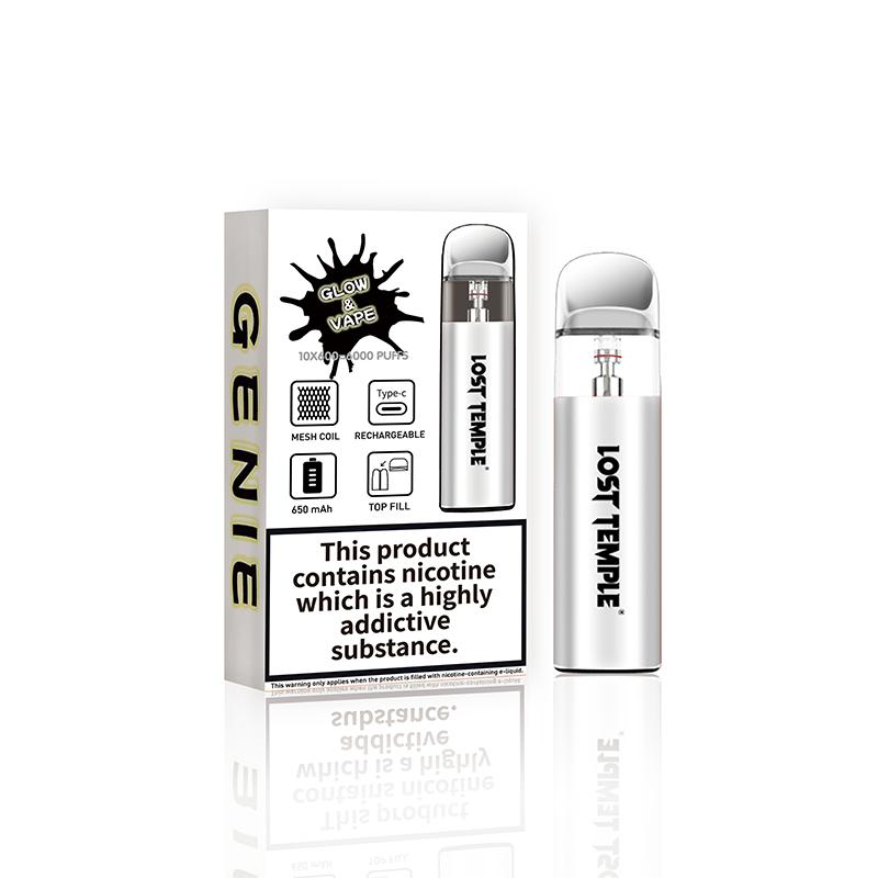 bulk wholesale Lost Temple Genie Glow & Vape Refillable Pod System Kit - White