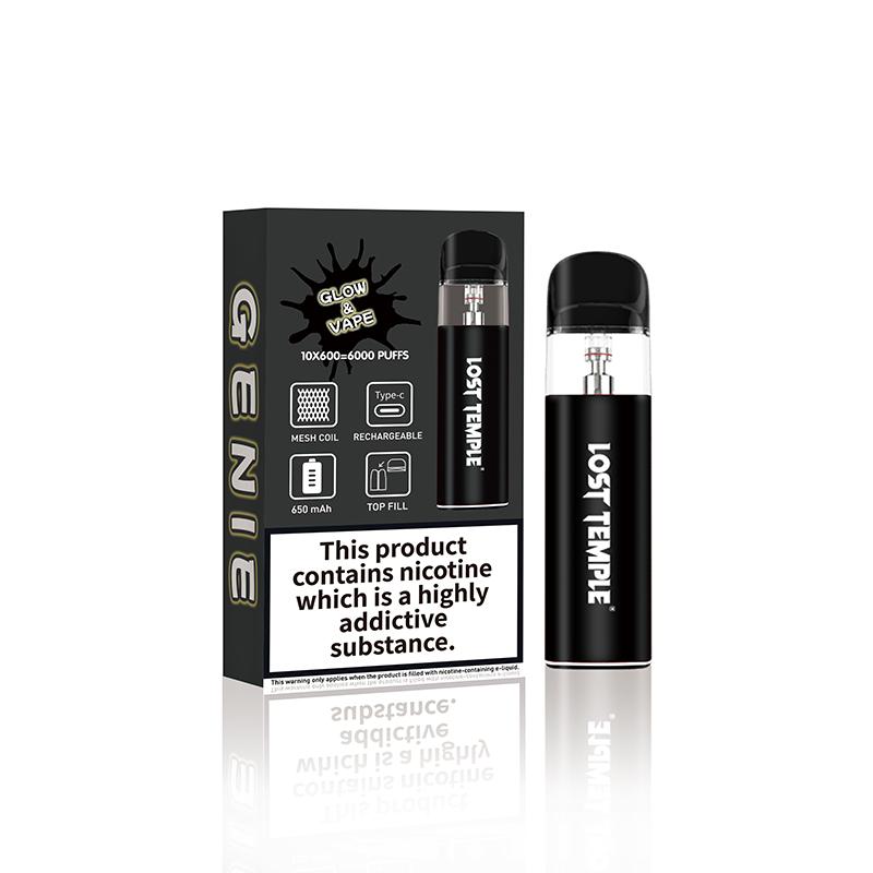 bulk wholesale Lost Temple Genie Glow & Vape Refillable Pod System Kit - Black