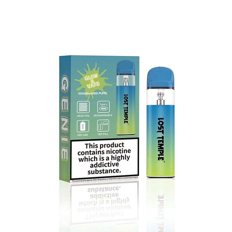 bulk wholesale Lost Temple Genie Glow & Vape Refillable Pod System Kit - Blue Green