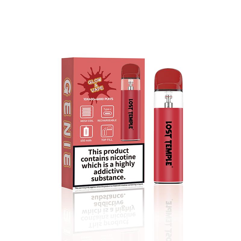 bulk wholesale Lost Temple Genie Glow & Vape Refillable Pod System Kit - Red