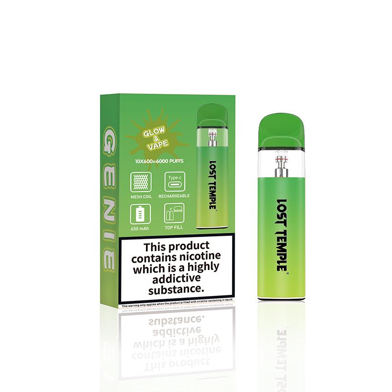 bulk wholesale Lost Temple Genie Glow & Vape Refillable Pod System Kit - Green Yellow