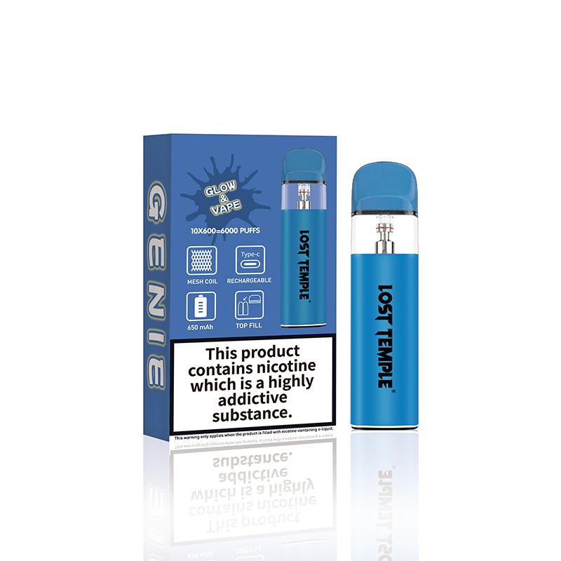 bulk wholesale Lost Temple Genie Glow & Vape Refillable Pod System Kit - Blue