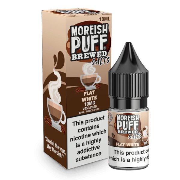 bulk wholesale Moreish Puff Flat Brewed White Nic Salt 10ml - Box of 10 - 10mg