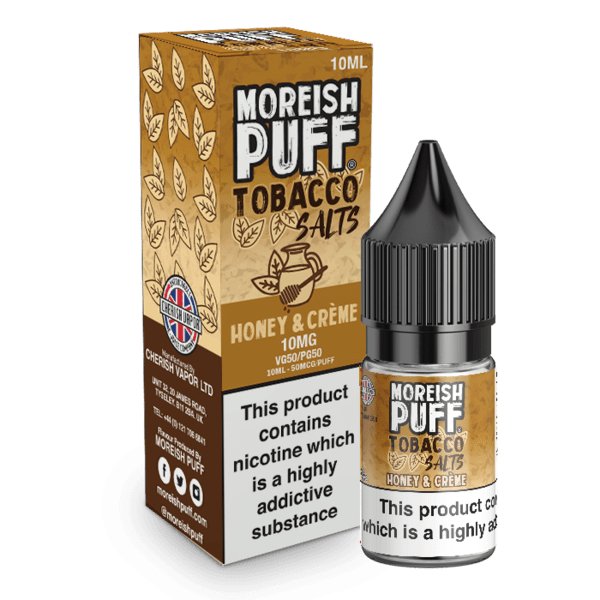 bulk wholesale Moreish Puff Honey and Creme Tobacco Nic Salt 10ml - Box of 10 - 10mg