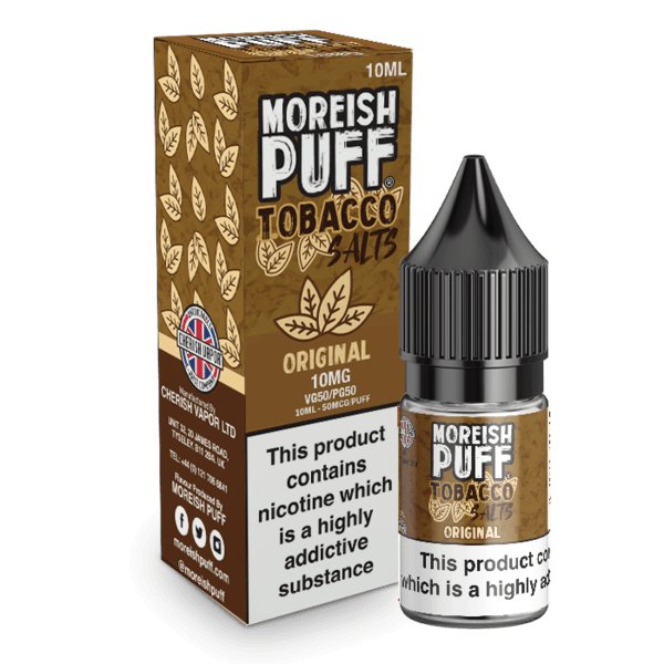 bulk wholesale Moreish Puff Original Tobacco Nic Salt 10ml - Box of 10 - 10mg