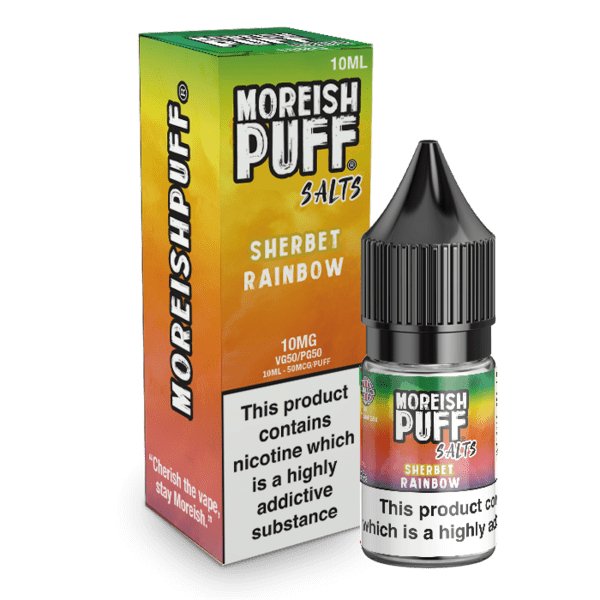 bulk wholesale Moreish Puff Rainbow Sherbet Nic Salt 10ml - Box of 10 - 10mg
