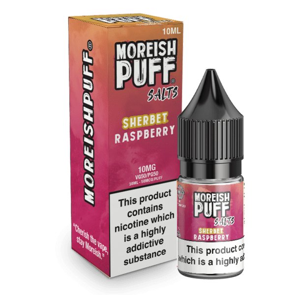 bulk wholesale Moreish Puff Raspberry Sherbet Nic Salt 10ml - Box of 10 - 10mg