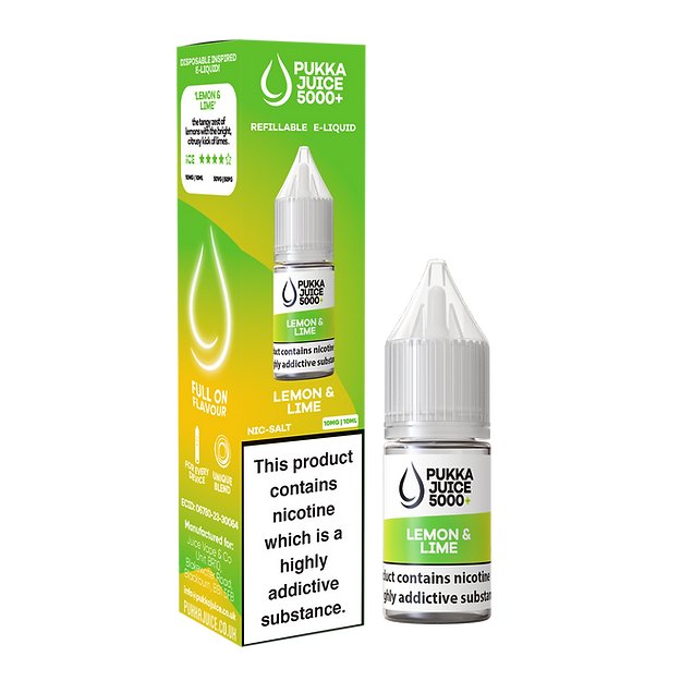 bulk wholesale Pukka Juice 5000+ Nic Salts 10ml - Box of 10 - Lemon Lime