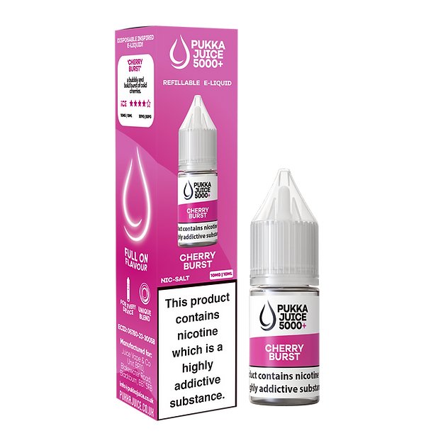 bulk wholesale Pukka Juice 5000+ Nic Salts 10ml - Box of 10 - Cherry Burst