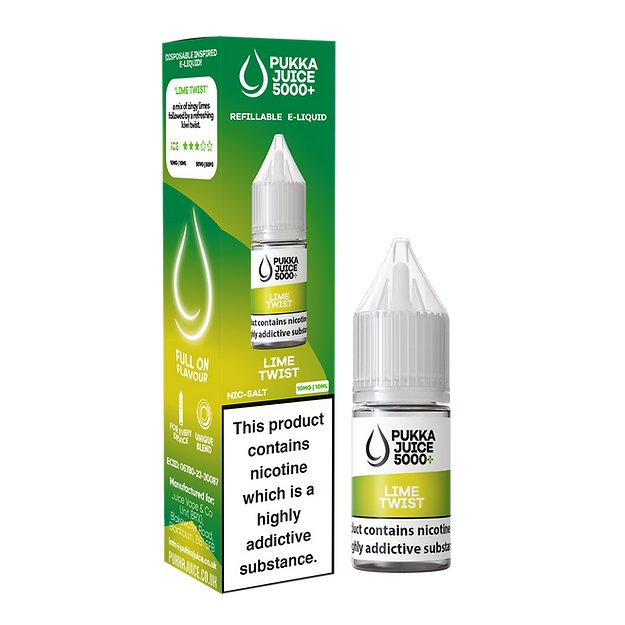 bulk wholesale Pukka Juice 5000+ Nic Salts 10ml - Box of 10 - Lime Twist