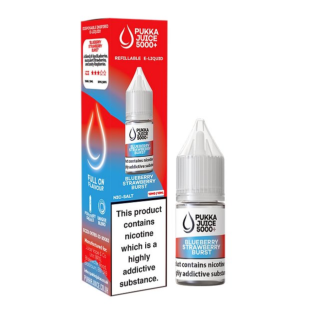 bulk wholesale Pukka Juice 5000+ Nic Salts 10ml - Box of 10 - Blueberry Strawberry Burst