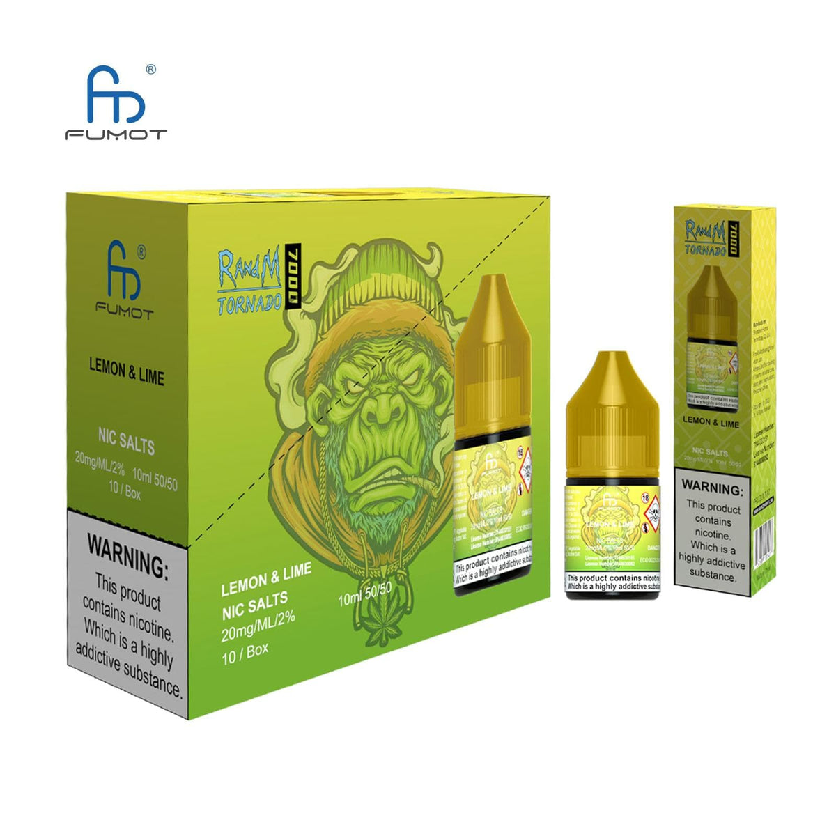 bulk wholesale R and M 7000 Nic Salts 10ml E - liquids - Box of 10 - Lemon Lime
