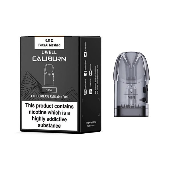 bulk wholesale Uwell Caliburn A3S Replacement Pods - 4pack - 0.8 Ohm