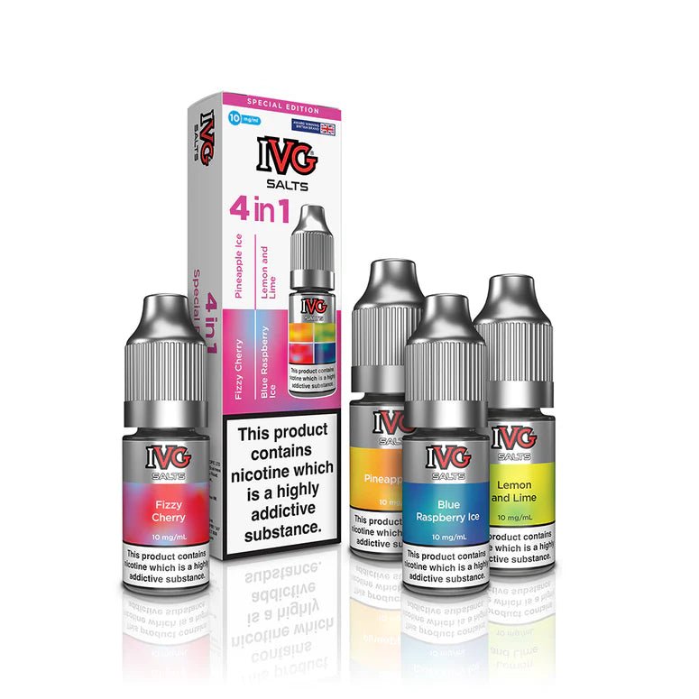 4 in 1 IVG Nic Salt 10ml E-liquids 4 Flavours ( Pack of 4 ) - Mcr Vape Distro