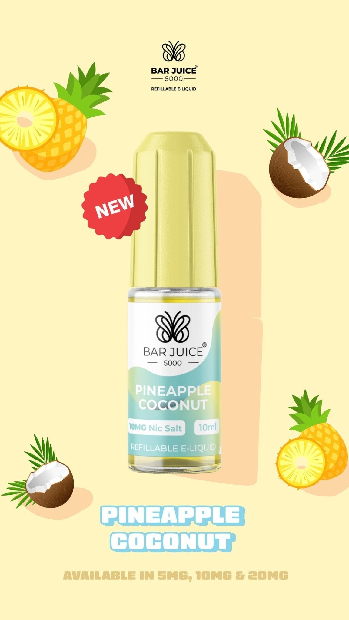 bulk wholesale Bar Juice 5000 Nic Salts Box of 10 - Pineapple Coconut *New*