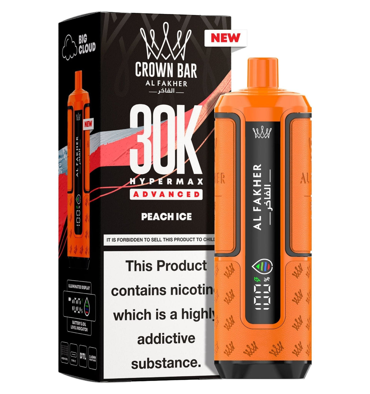 bulk wholesale Al Fakher 30k Hypermax Vape Kit Pack of 5 - Peach Ice