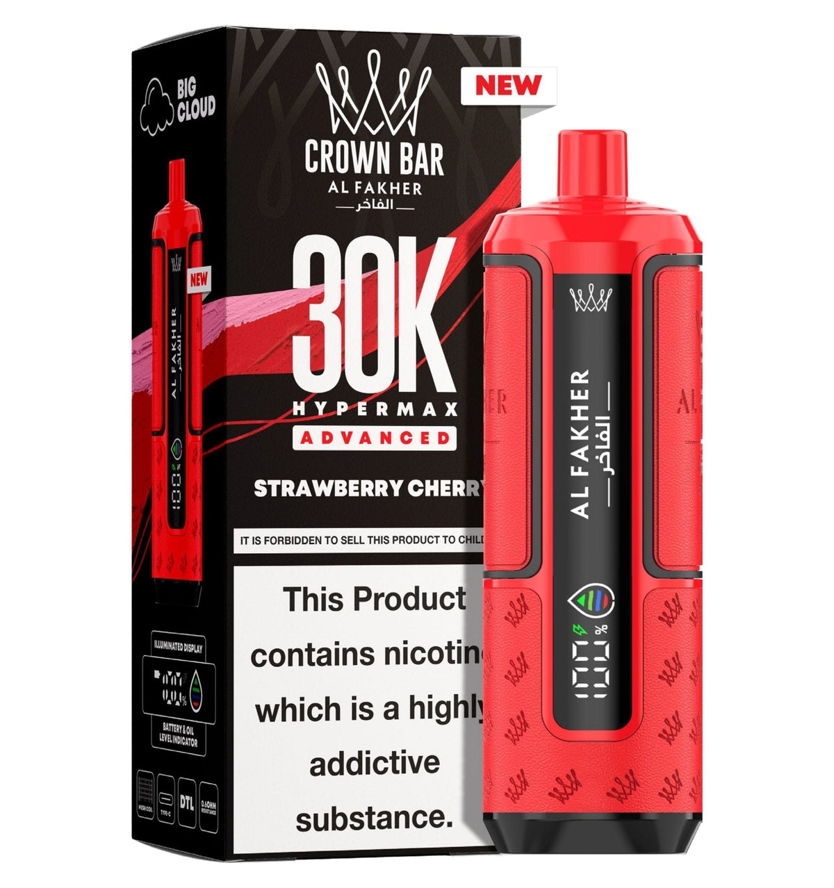 bulk wholesale Al Fakher 30k Hypermax Vape Kit Pack of 5 - Strawberry Cherry