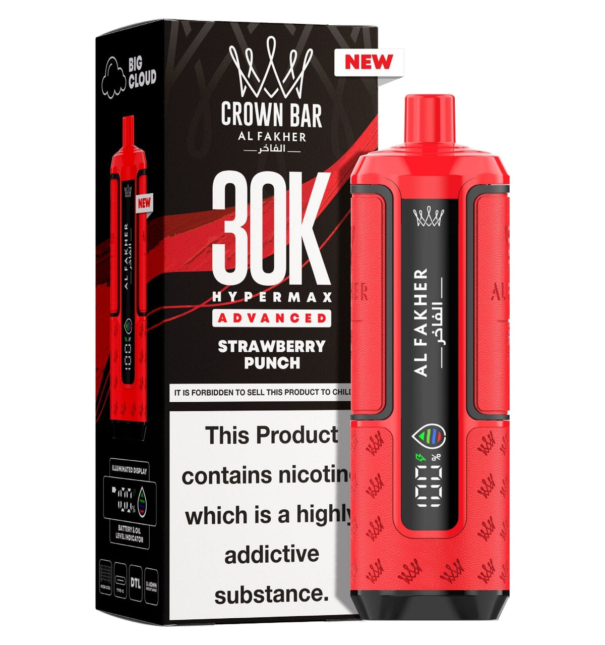 bulk wholesale Al Fakher 30k Hypermax Vape Kit Pack of 5 - Strawberry Punch