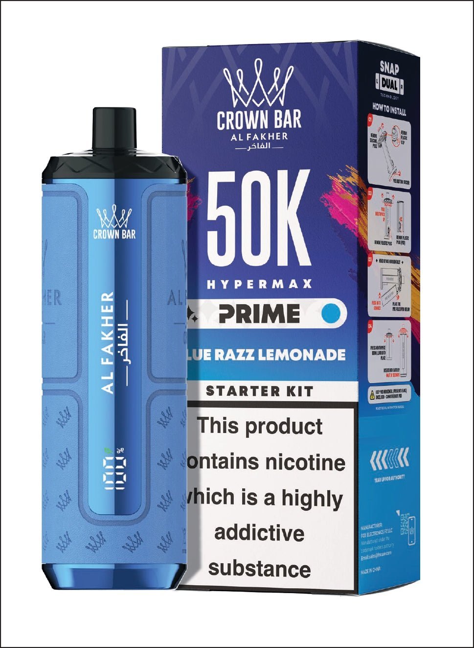 bulk wholesale Al Fakher 50k Hypermax Prime Vape Kit - Box of 5 - Blue Razz Lemonade