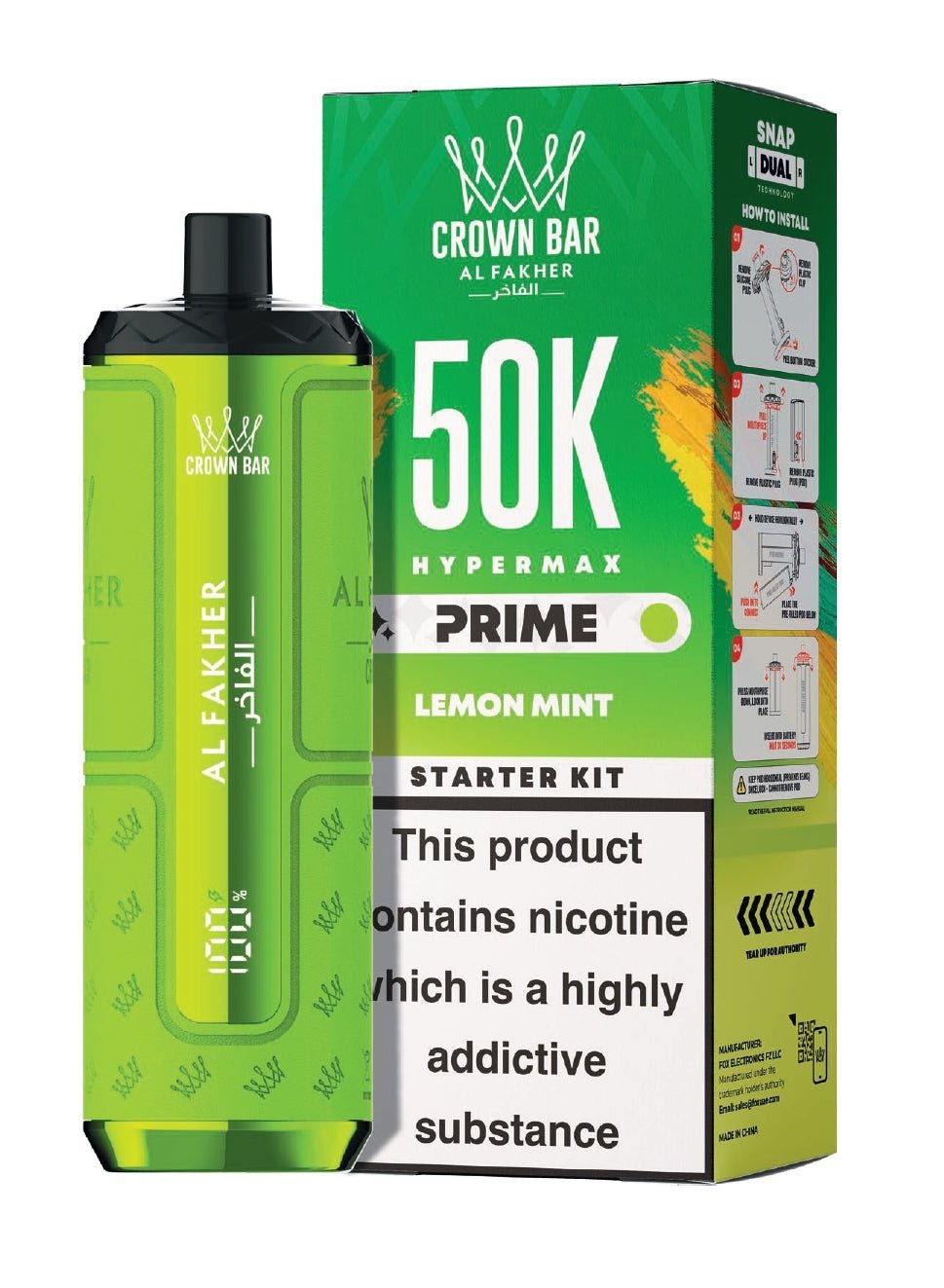 bulk wholesale Al Fakher 50k Hypermax Prime Vape Kit - Box of 5 - Gum Mint