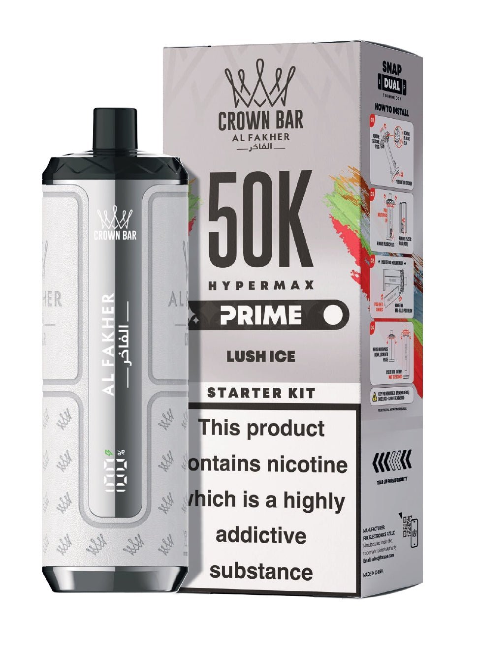 bulk wholesale Al Fakher 50k Hypermax Prime Vape Kit - Box of 5 - Luch Ice